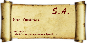 Sax Ambrus névjegykártya